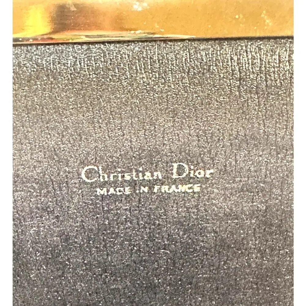 Vintage Christian Dior Oblique Trotter Frame Clutch Navy Canvas Made France